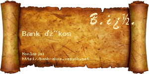 Bank Ákos névjegykártya